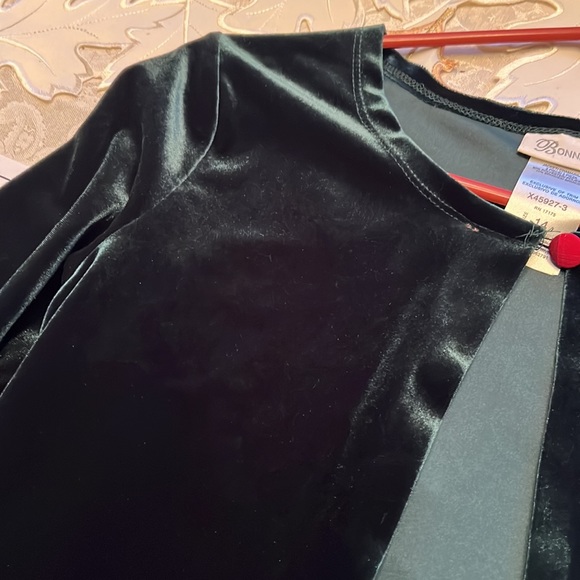 Girls dark green velvet dress jacket for over a dress holiday Christmas Sz 14 - Picture 3 of 3